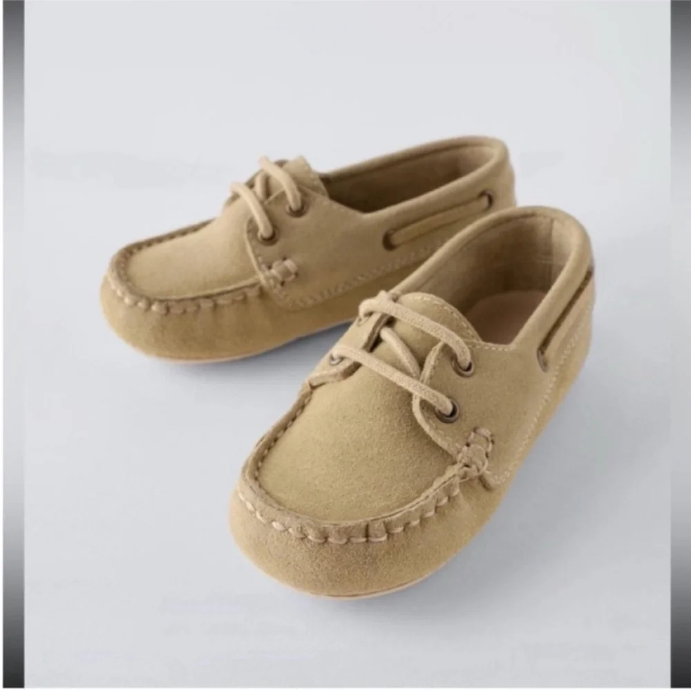 Zara Kids, Sandy Brown, LEATHER LOAFERS, 10½ (6.6 inches